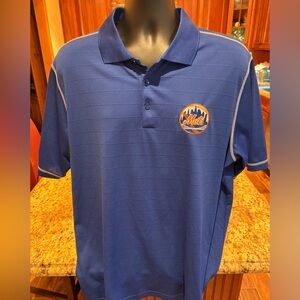 New York Mets men’s athletic polo. Sharp‎ blue with logo on chest. XL